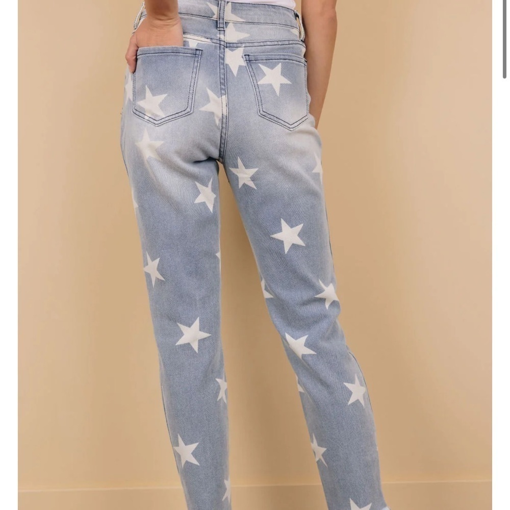 Amazon High Waisted Blue Star Printed 4th of July Jeans Size Small LC 78…